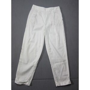 Anthropologie Pants Women 4 White Linen Blend Ankle Ett Twa High Rise Cuffed Hem